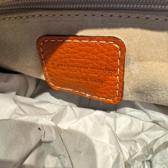 Vibrant Orange Leather Shoulder Bag - Picture 6 of 6